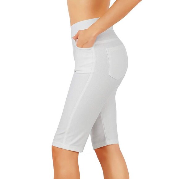 Ponte Knit Slim Fit Bermudas Pants Pull-Up CF02/br - Picture 3 of 5